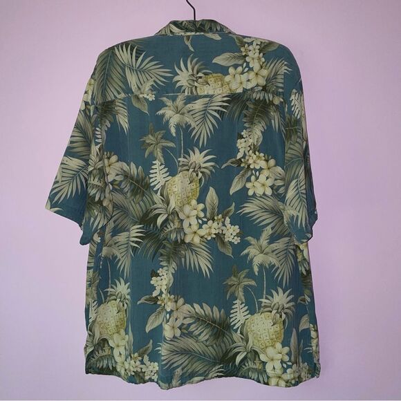 Jamaica Jaxx L Hawaiian Shirt 100% Silk Knit Short Sleeve Button Collar - Picture 5 of 7